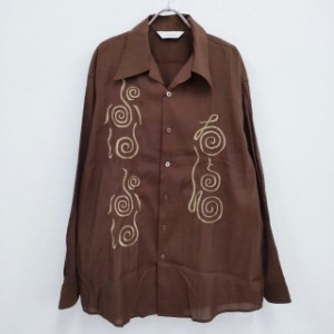 SASQUATCHfabrix. CHICHIN-PUI-PUI OPEN COLLAR BIG SHIRT 21SS-SY9-018 長袖シャツ ブラウン サスクワァッチファブリックス【中古】4-05