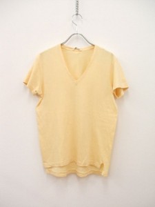 AURALEE SEAMLESS V-NECK TEE/A00V06ST/VネックTシャツ サイズ0 半袖 イエロー レディース オーラリー【中古】0-0726S◆