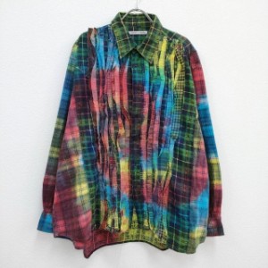 Rebuild by Needles 再構築 加工 リメイク タイダイ HM307 Flannel Shirt Tie Dye 長袖シャツ グリーン リビルドバイニードルス【中古】3