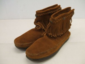 Minnetonka ウエスタンブーツ フリンジ ジップ サイズ8 スエード ブーティ スウェード ブーツ ブラウン レディース ミネトンカ【中古】0-