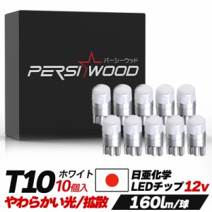 T10 LED バルブ ポジションランプ ルームランプ ナンバー 灯 ホワイト ウェッジ球 拡散 車検対応 10個 r-31