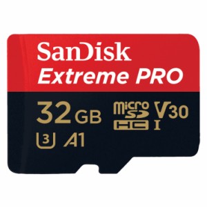 【メール便】サンディスク Extreme PRO microSDHC メモリカード 32GB SDカード変換アダプター付 SDSQXCG-032G-GN6MA 【海外パッケージ】