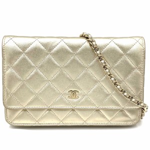 CHANEL シャネル チェーンウォレット ショルダーバッグ 肩掛け 斜め掛け マトラッセ ココマーク ココ 鞄 かばん レザー    ゴールド ゴー