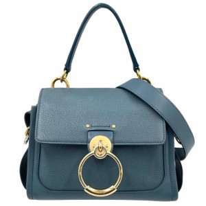 Chloe クロエ 2WAY テス ハンドバッグ ショルダーバッグ 肩掛け 斜め掛け かばん 鞄 レザー    ブルー系 ゴールド金具 レディース【中古