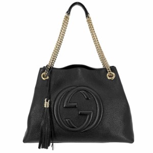 GUCCI グッチ トートバッグ ソーホー チェーンショルダー GG ハンドバッグ 肩掛け タッセル 鞄 かばん 536196 レザー    ブラック 黒 ゴ