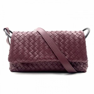 BOTTEGAVENETA ボッテガヴェネタ ショルダーバッグ イントレチャート 肩掛け 斜め掛け 鞄 かばん レザー    ボルドー マットブラック金具