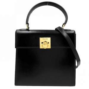 CELINE セリーヌ 2WAY ハンドバッグ ショルダーバッグ かばん 鞄 レザー    ブラック 黒 ゴールド金具 レディース【中古品】