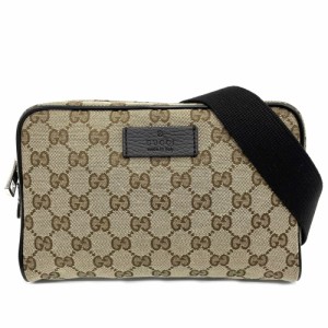 GUCCI グッチ ウエストバッグ ウエストポーチ ボディバッグ 鞄 かばん 449174 GGキャンバス  レザー   ブラウン 茶 シルバー金具 メンズ 