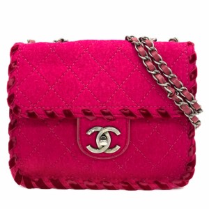 CHANEL シャネル ショルダーバッグ マトラッセ チェーンショルダー ミニバッグ 肩掛け 斜め掛け 鞄 かばん フェルト    ピンク系 アンテ