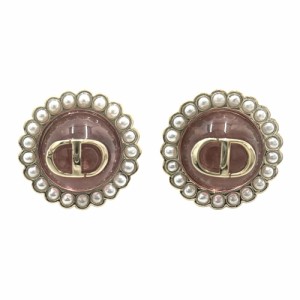 Dior ディオール ピアス CDロゴ ラウンド アクセサリー 小物 フェイクパール    ピンク ゴールド レディース 約5.8g【中古品】