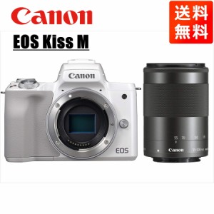 キヤノン Canon EOS Kiss M ホワイトボディ EF-M 55-200mm ブラック 望遠 レンズセット ミラーレス一眼 カメラ 中古