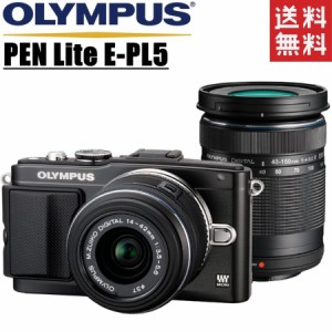 オリンパス OLYMPUS PEN Lite E-PL5 ダブルレンズキット ブラック ミラーレス カメラ レンズ 中古