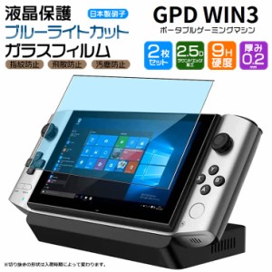 【ブルーライトカット】【安心の2枚セット】 GPD WIN3 5.5型 ガラスフィルム 強化ガラス 液晶保護 飛散防止 指紋防止 硬度9H 2.5Dラウン