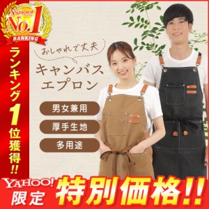 エプロン キャンバス アウトドア ワーク ガーデニング カフェ DIY キャンプ 職人 シェフ 園芸 無地 シンプル 家事 コットン