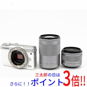 【中古即納】送料無料 キヤノン Canon製 EOS M100 ダブルズームキット ホワイト EOS（キヤノン） SDメモリーカード Bluetooth フルHD（19