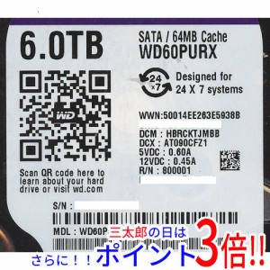 【中古即納】送料無料 Western Digital製HDD WD60PURX 6TB SATA600 0〜100時間以内