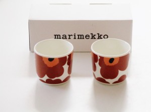 マリメッコmarimekko ウニッコ　ラテマグ　ブラウン　ペア 70397-189