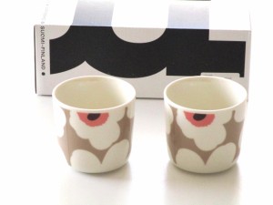 マリメッコmarimekko ラテマグ UNIKKO ベージュピンク 持ち手なし 2個セット【御結婚御祝・内祝・新築御祝・還暦御祝・御礼・寿・ギフト