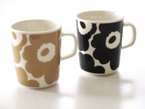 マリメッコmarimekko　ウニッコマグカップ　ペア（ベージュ、ブラック）