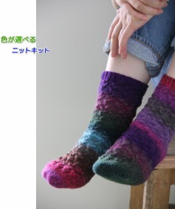 ●編み針セット● 野呂英作のクレヨンソックヤーンで編む模様編みの靴下 毛糸セット ソックス 無料編み図 編みものキット