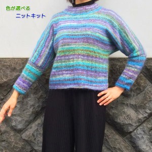 オパール毛糸と段染めモヘアで編むドルマンセーター 毛糸セット Opal毛糸 無料編み図 編み物キット