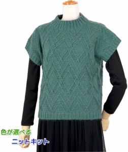 ●編み針セット● 毛糸 ドミナノームで編む面白い模様編みのベスト 手編みキット ダイヤ毛糸 無料編み図 編み物キット