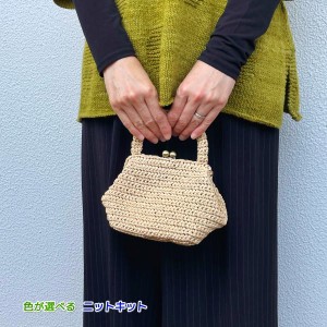 ●編み針セット● エコアンダリヤで編むがま口が可愛いミニバッグ 毛糸セット 編みものキット 無料編み図