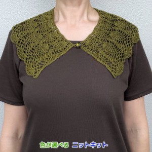 エミーグランデで編むパイナップル模様の大きなつけ襟 毛糸セット オリムパス 編みものキット 編み図 クロッシェ