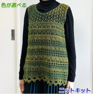 毛糸 夏糸 エコールドパリで編むかぎ針編みのチュニックベスト セット 無料編み図 編み物キット