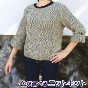 ●編み針セット● スターメで編むねじり模様が面白いセーター 手編みキット ハマナカ・リッチモア 無料編み図 編み物キット