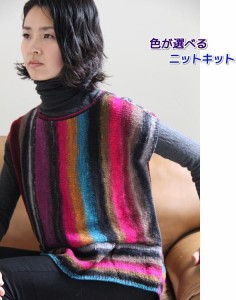 野呂英作のクレヨンソックヤーンで編む縦編みのベスト 毛糸セット 編み物キット 無料編み図 人気キット