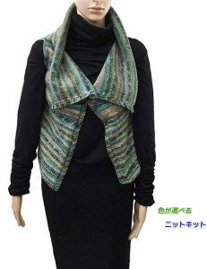 ●編み針セット● オパール毛糸で編むまっすぐに編むジレ 毛糸セット ベスト Opal毛糸 編みものキット 無料編み図