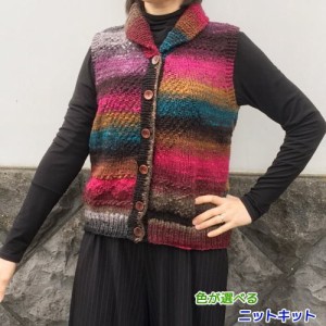 野呂英作の毛糸・くれよんで編むカウチン風のベスト 毛糸セット 人気キット 編みものキット 無料編み図