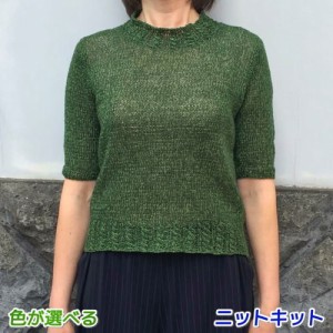 毛糸 夏糸 野呂英作の麻衣で編むメリヤス編みのシンプルなセーター セット 編み物キット 無料編み図