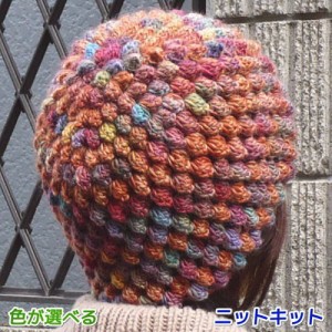 ●編み針セット●メイクメイクで編むかぎ針編みパプコーンの帽子 手編みキット オリムパス 編み図