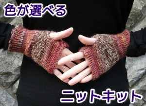 ●編み針セット●メイクメイクで編む簡単指なし手袋 手編みキット オリムパス 編み図