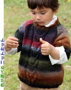 ●編み針セット● 野呂英作のくれよんで編むキッズ用ラグラン袖のセーター１００ｃｍ 毛糸セット 子供用 編み図