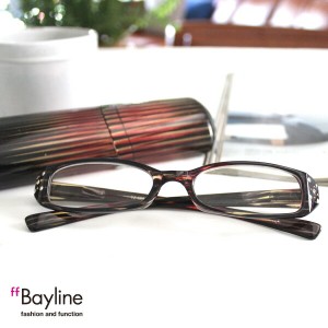 【SALE】Bayline リーディンググラス(老眼鏡)ラインストーン クリア幾何学デザインプラスチックケース モダン おしゃれ レディース