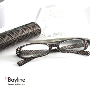 【SALE】Bayline リーディンググラス(老眼鏡)ラインストーン クリア幾何学デザインプラスチックケース モダン おしゃれ レディース スタ