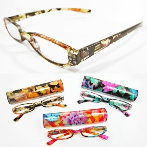 【SALE】Bayline/ベイライン リーディンググラス パール＆ラインストーン クリアフラワー柄プラスチックケース 女性 老眼鏡 おしゃれ レ