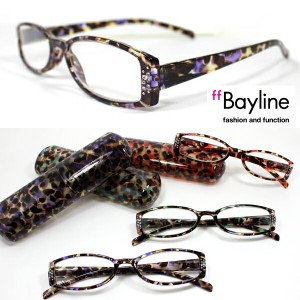 【SALE】Bayline お洒落 リーディンググラス 控えめラインストーン ヒョウ柄デザイン 老眼鏡 おしゃれ