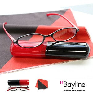 老眼鏡 女性 おしゃれ Bayline フェミニン オーバル バイカラー リーディンググラス(老眼鏡)＆クロスセット [レッド×ブラック] 