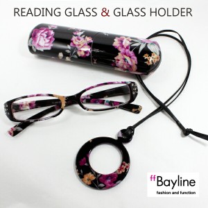 Bayline ベイラインリーディンググラス マット花柄ラインストーンプラスチックケース&メガネホルダー 老眼鏡 おしゃれ レディース 女性