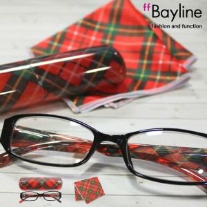 【SALE】Bayline ベイライン リーディンググラス ＆クロスセット [レッドチェック]  老眼鏡 女性 男性 おしゃれ プレゼント