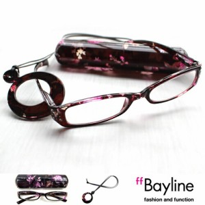 Bayline/ベイライン リーディンググラス クリア花柄ラインストーンプラスチックケース&メガネホルダー 老眼鏡 おしゃれ シニアグラス