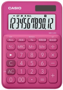カシオ カラフル電卓 ミニジャストタイプ 12桁 ビビットピンク [卓上 ビジネスに最適 業務実務 時間計算] MW-C20C-RD [送料無料]
