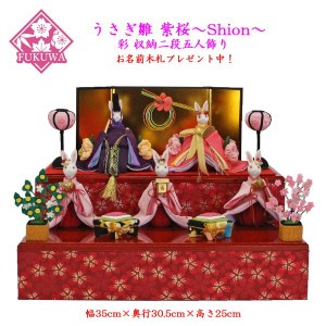 雛人形 収納飾り うさぎのお雛様 紫桜〜Shion〜 桃の節句 彩 収納五人飾 り8045M-14