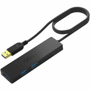 QGeem USB 5in1 ハブ USB 3.0 変換 アダプター 80cm ケーブル 5Gbps ３つの超高速USB 3.0 ポート SD/TF microSD カードリーダー USB変換