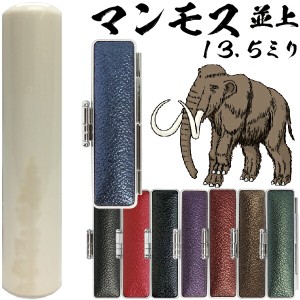 認印 マンモス 並上 印鑑ケース付 認め印 13.5mm 13.5ミリ | [送料無料] 高級 印材 象牙に代わる 氷の象牙 アイスアイボリー 永久凍土 赤