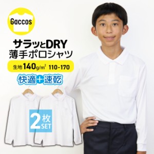 【2枚組】サラっとDRY  ドライメッシュポロシャツ 白 長袖 制服 小学校 小学生 スクール ポロ 吸汗速乾 ドライメッシュ 子供用【累計販売